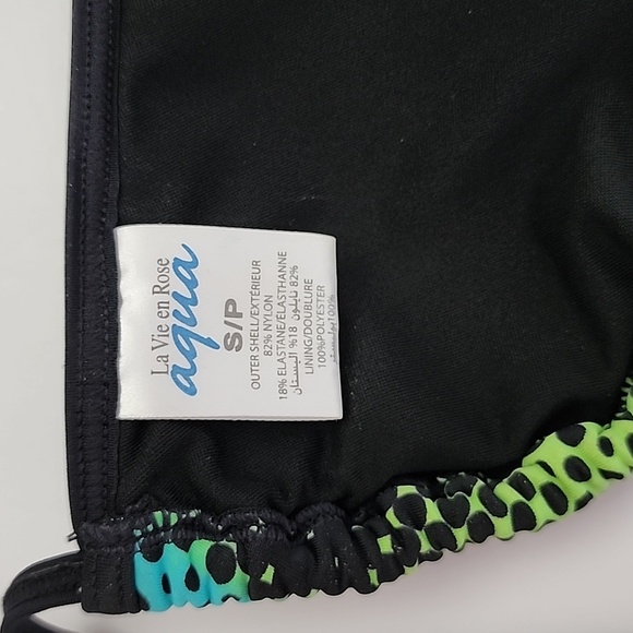 ⭐️3/ $30⭐️ La Vie en Rose Aqua Halter Bikini Top Blue Green Black Size Small - Picture 7 of 8